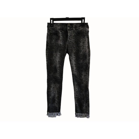 Lucky & Blessed Womens Jean Ankle Skinny Fringe Hem Gray & Black Size 4 - Picture 1 of 9